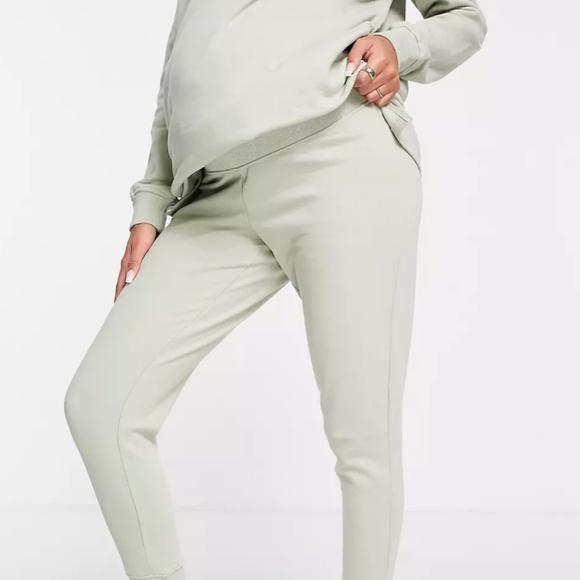 2 Pc Maternity Threadbare SweatSet in Sage Green - Picture 4 of 4